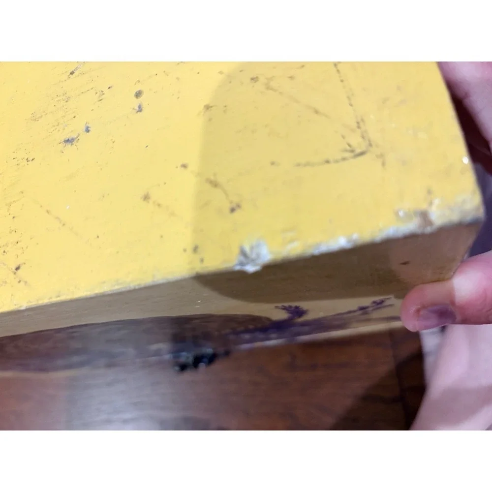 Handpainted CottageCore Storage Box Lavender Floral Metal hardware